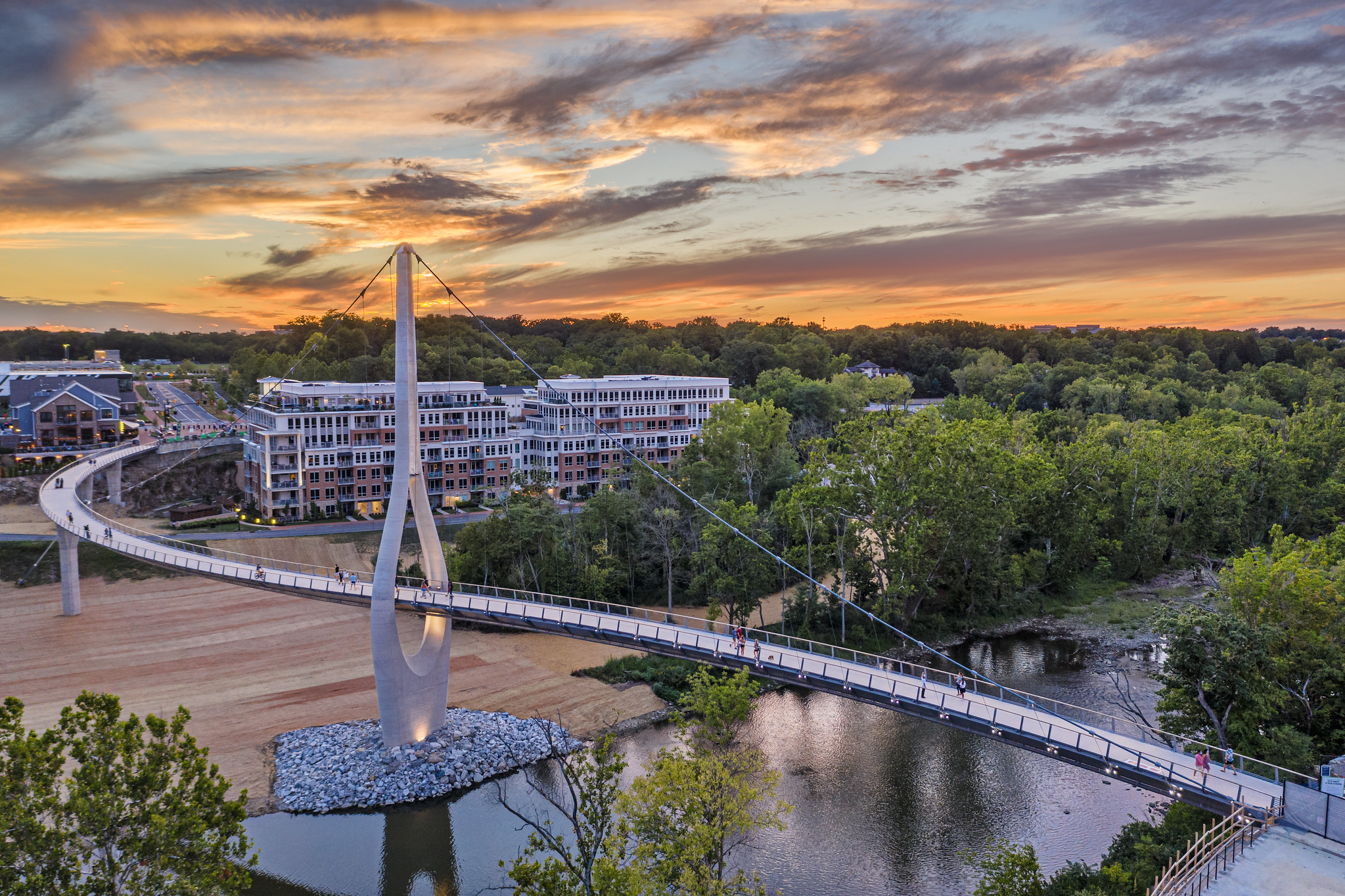 Walking bridge across the Scioto River in Dublin, Ohio