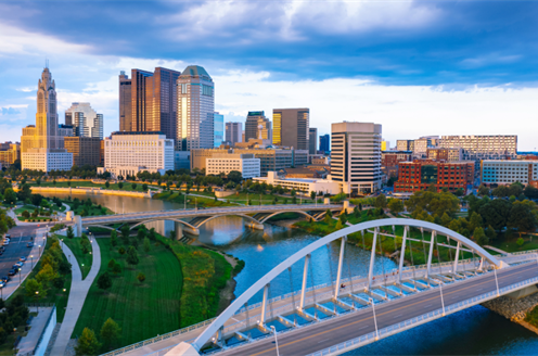Aerial photo of Columbus, Ohio downtown