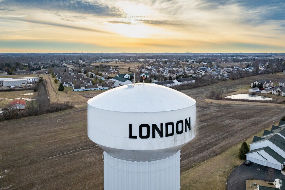 Aerial photo of water tower in London, Ohio