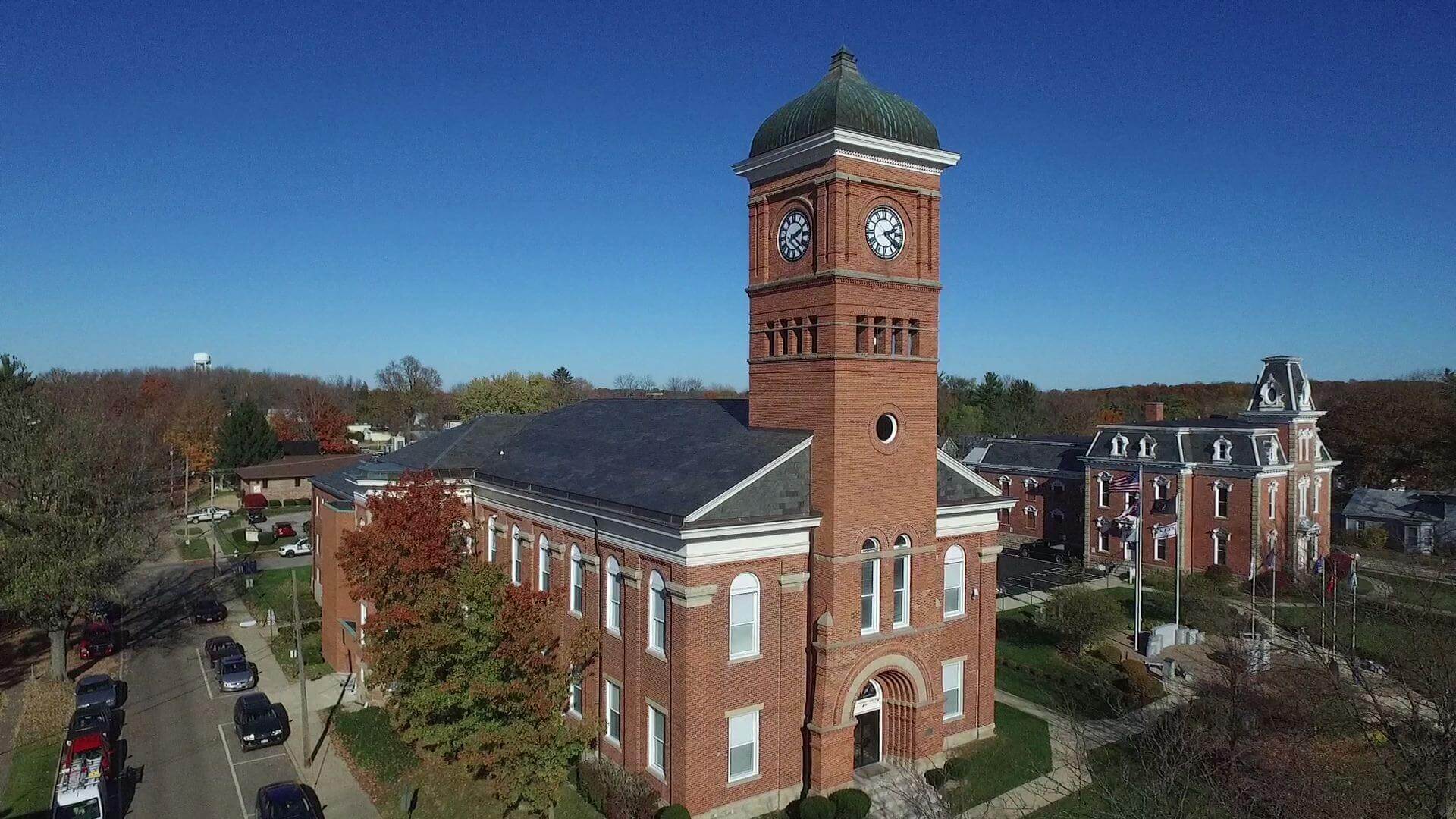Aerial photo of Morrow County, Ohio Courthouse