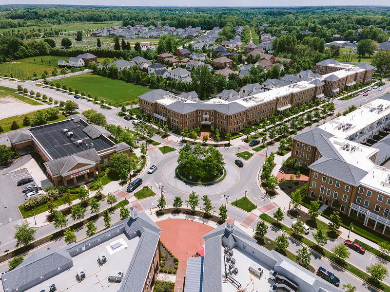 Traffic circle in New Albany, Ohio