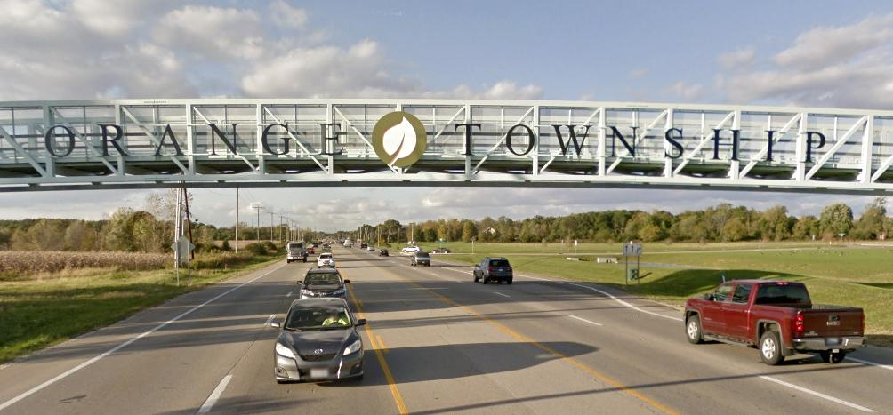 Walking bridge across US 23 in Orange Township, Ohio